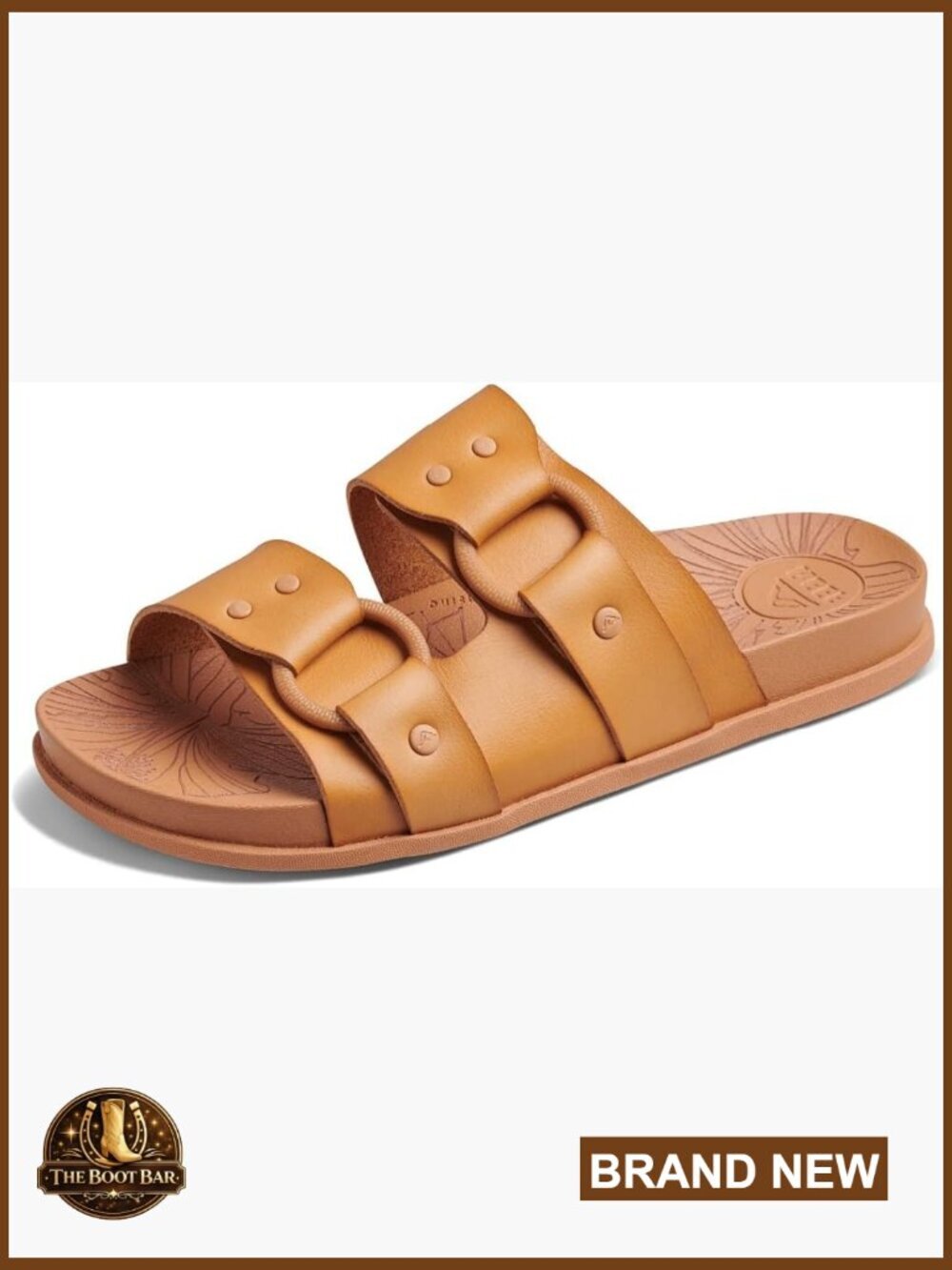 Womens Slide Sandals with Cushion Footbed Vegan Leather